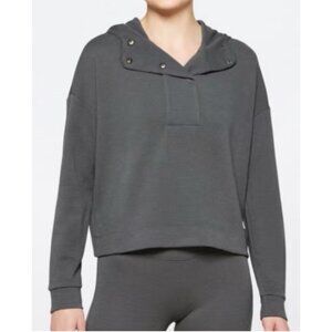 Vuori Bayview Thermal Hoodie Small Gray  Sweatshirt With Snap Collar